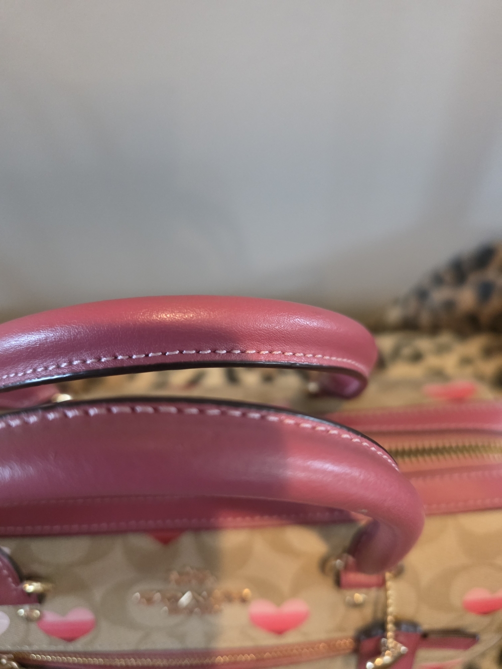 Coach HTF Rowan Pink Heart  Signature Satchel with GOLD Heart Charm - Picture 4 of 16